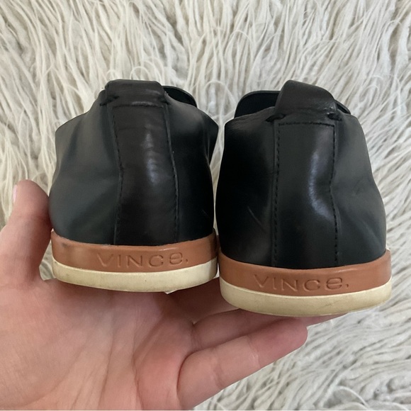 Vince Women’s Black Vero Matte Leather Slip-On Sneakers Size 7 - Picture 8 of 12